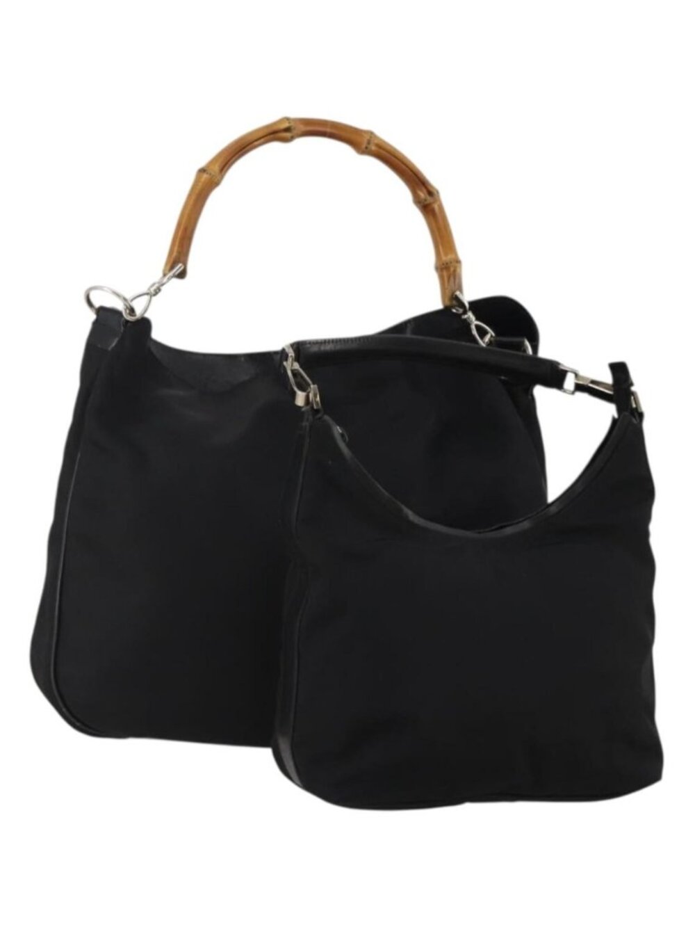 GUCCI Bamboo Shoulder Bag Nylon 2 Set Black